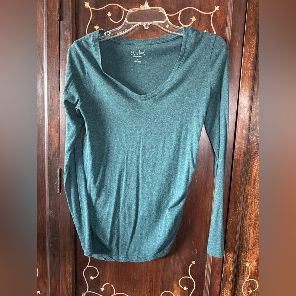 Isabel Maternity by Ingrid & Isabel Green Long Sleeve Fitted Tee